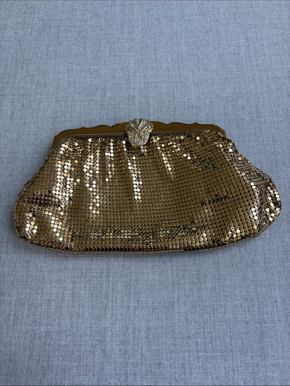 Whiting & Davis Vintage Gold-Metal Evening Clutch - Elegant Women's Bag 1950’s